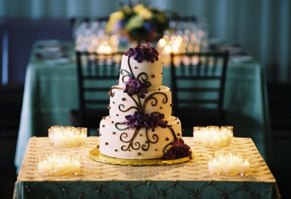 Wedding Cake with Purple Detail